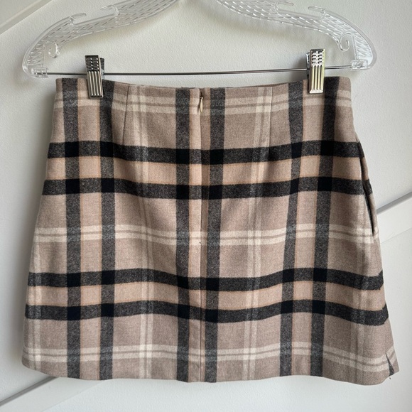 ARITZIA Wilfred Classic Wool A-line Mini Skirt Checkered in Brown Cream size S - Picture 8 of 13